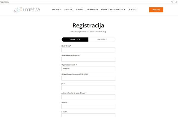 Slika: Registracija na platformu "Umreži se" je kontinuirana i nema poseban rok